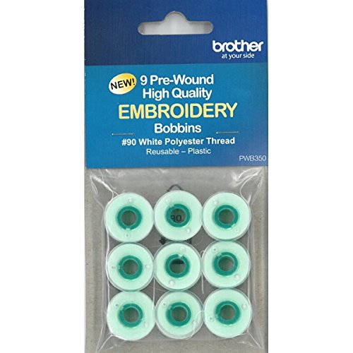 Brother | Pre-Wound Embroidery Bobbins #90 White PWB350 9 ct